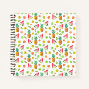 Watercolor Candied Fruit Pattern Notebook