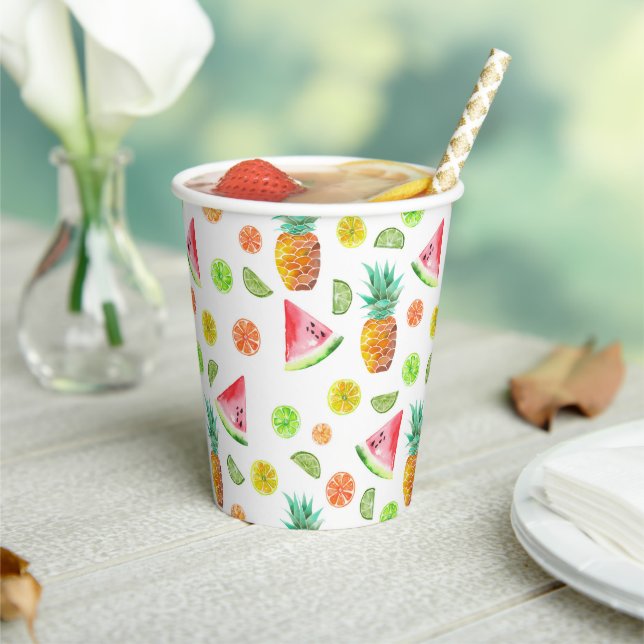 Watercolor Candied Fruit Pattern Paper Cups (Insitu)