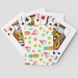 Watercolor Candied Fruit Pattern Playing Cards