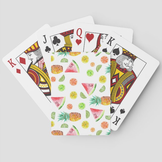 Watercolor Candied Fruit Pattern Playing Cards (Back)
