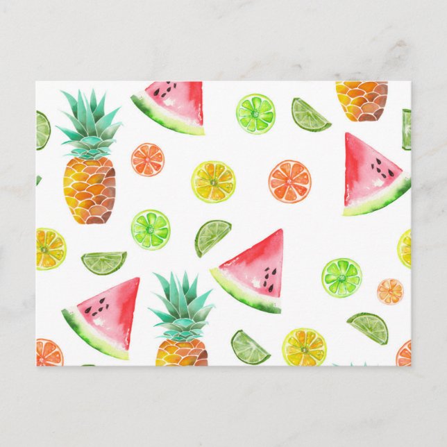Watercolor Candied Fruit Pattern Postcard (Front)