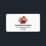 Watercolor Candles and Poinsettia Christmas Label<br><div class="desc">Address labels with a pretty bouquet made with watercolors. Red candles with gold accents and a smaller white candle too. Surrounded by a pine bouquet with a poinsettia flower.</div>