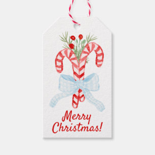 Watercolor Candy Cane, Custom Christmas Gift Tags