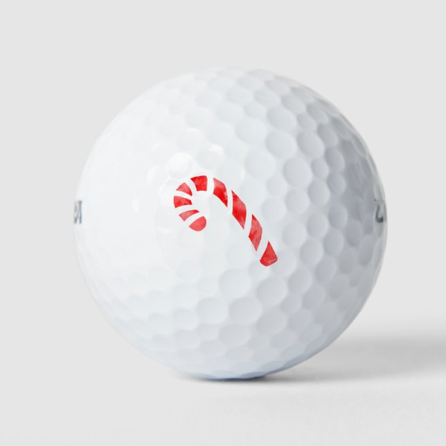 Watercolor Candy Cane  Golf Balls (Front)