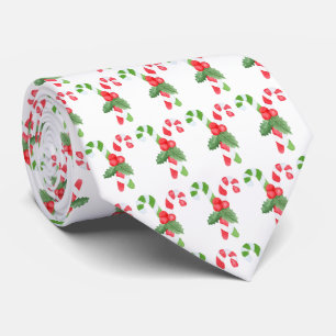 Watercolor Candy Cane Pattern - Christmas Tie