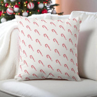 Watercolor Candy Cane White Modern Red Festive