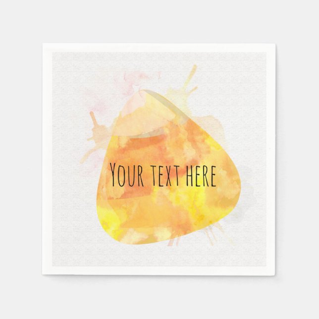 Watercolor Candy Corn Halloween Party Napkin (Front)