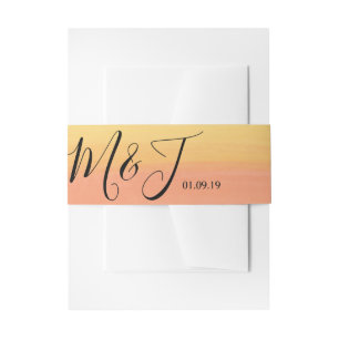 Watercolor Candy Corn Halloween Wedding Invitation Belly Band