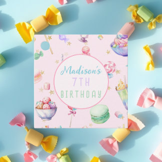 Watercolor Candy Wonderland Pastel Birthday Party Favour Tags