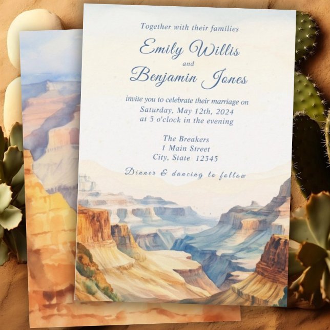Watercolor Canyon Desert National Park Wedding  Invitation (Creator Uploaded)