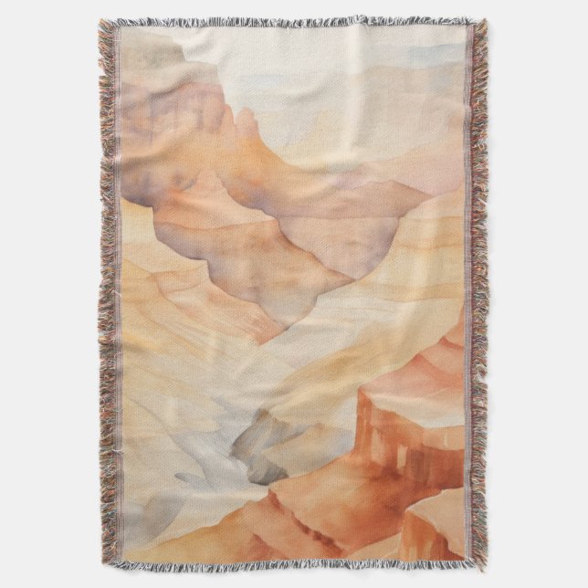 Watercolor Canyon Throw Blanket (Front Vertical)