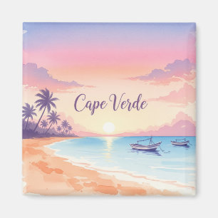 Watercolor Cape Verde Sunset Magnet