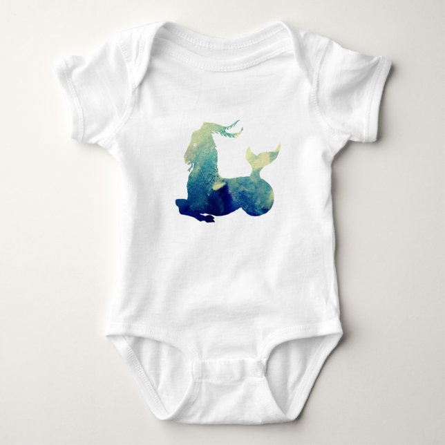 Watercolor Capricorn Sign Baby Bodysuit (Front)