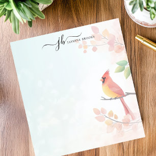 Watercolor Cardinal Autumn Branch Personalised Notepad