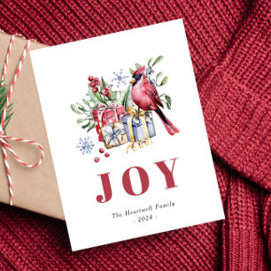 Watercolor Cardinal Bird Cute Christmas Postcard