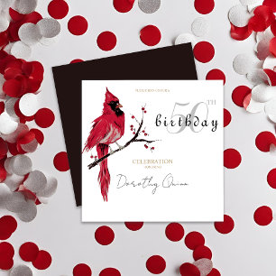 Watercolor Cardinal Birthday Party Invitation