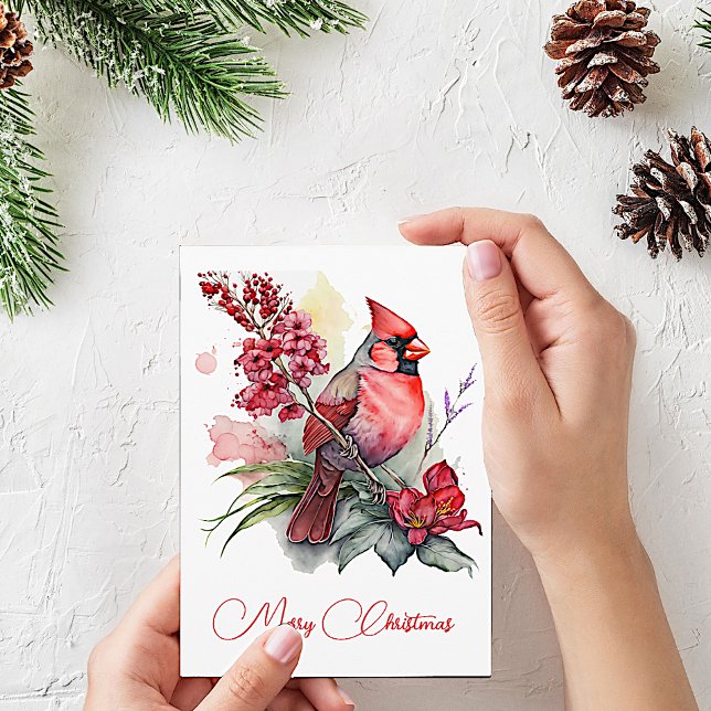 Watercolor Cardinal Christmas Tree Card (Creator Uploaded)