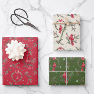 Watercolor Cardinal Christmas Wrapping Paper