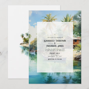 Watercolor Caribbean Destination Wedding Invitation
