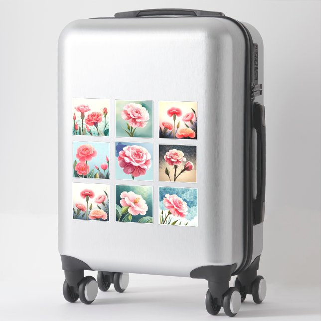 Watercolor Carnation flowers Scrapbook (Suitcase)