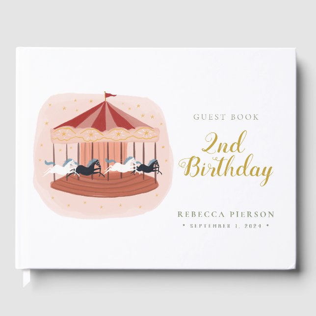 Watercolor Carousel  Guest Book (Front)