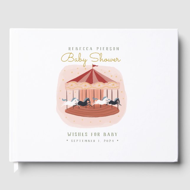Watercolor Carousel  Guest Book (Front)