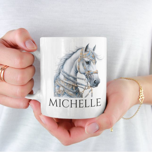 Watercolor Carousel Horse Monogram Personalised  Coffee Mug (Creator Uploaded)