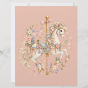 Watercolor Carousel Horse Parisian Fairytale Custom Letterhead