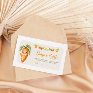 Watercolor Carrot Baby Diaper Raffle Locally Grown Enclosure Card