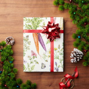 Watercolor Carrot Garden Wrapping Paper