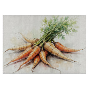 Watercolor Carrot Glass Cutting Board
