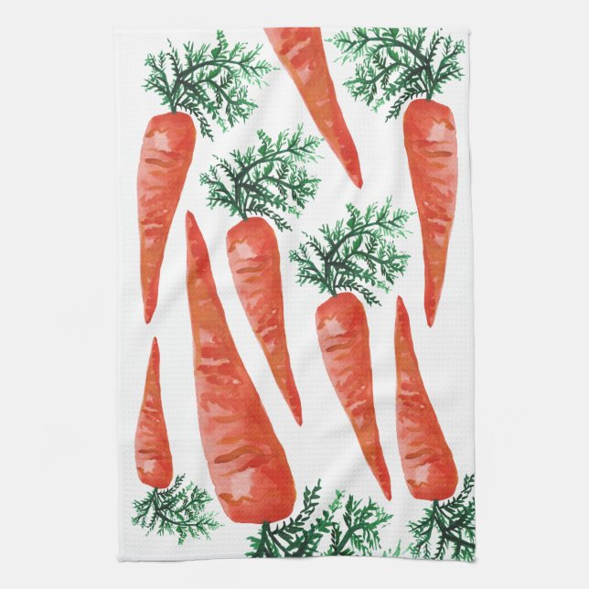 Watercolor carrots collection tea towel (Vertical)