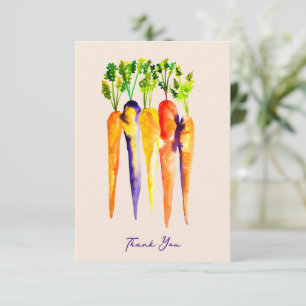 Watercolor carrots colourful food art card