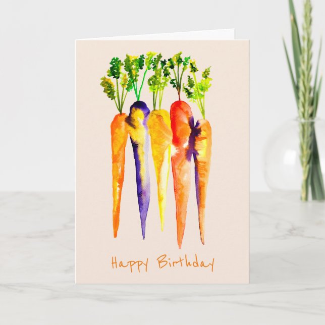 Watercolor carrots colourful food art card (Front)