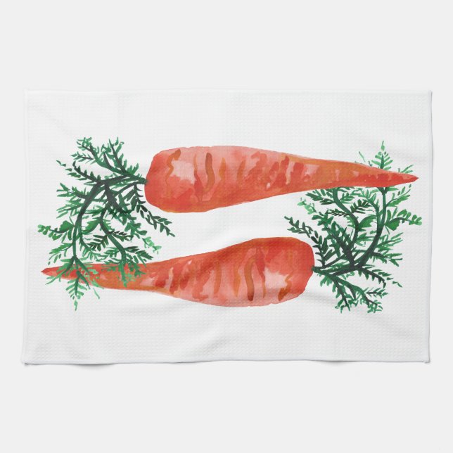 Watercolor carrots kitchen towel (Horizontal)