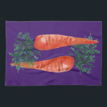 Watercolor carrots purple tea towel<br><div class="desc">Decorate your kitchen with this fun carrots dish towel. Makes a great housewarming or wedding gift! 
You can customise it and add text too.
Check my shop for lots more colours and patterns!</div>