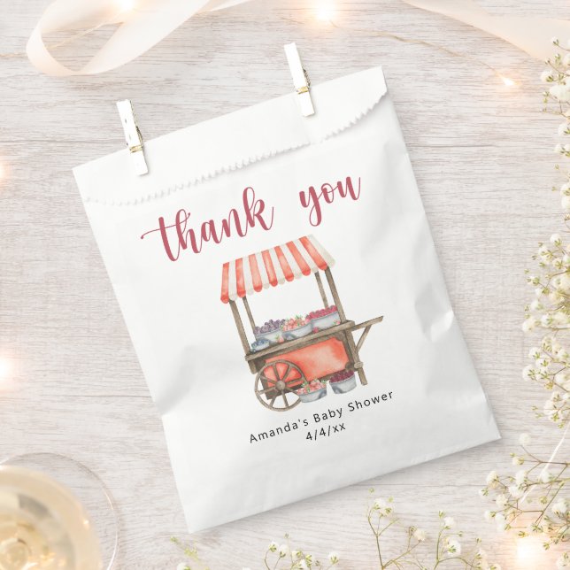 Watercolor Cart Berries Baby shower Thank you Favour Bags (Clipped)