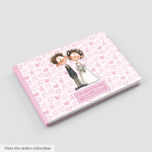 Watercolor Cartoon Newlyweds Guest book Album