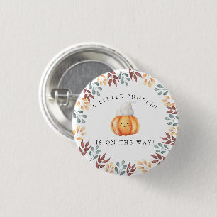 Watercolor cartoon pumpkin in hat Baby shower 3 Cm Round Badge