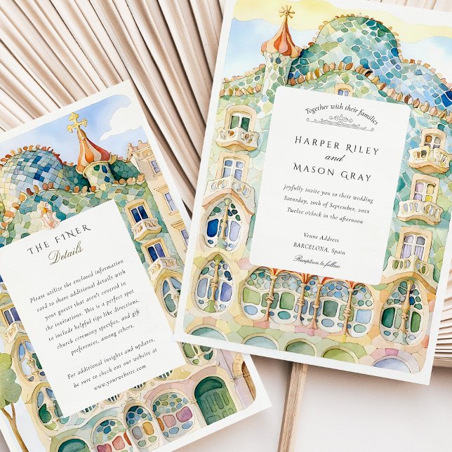 Watercolor Casa Batlló Barcelona Wedding Invitation (Creator Uploaded)