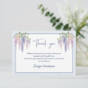 Watercolor Cascade Wisteria Flowers Funeral Thank You Card