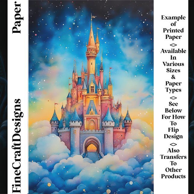 Watercolor Castle In Clouds CJ9 Scrapbook Paper (Creator Uploaded)