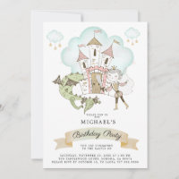 Watercolor Castle Prince Dragon Birthday