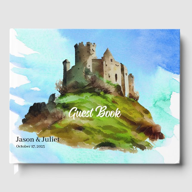 Watercolor Castle Wedding Guest Book (Front)