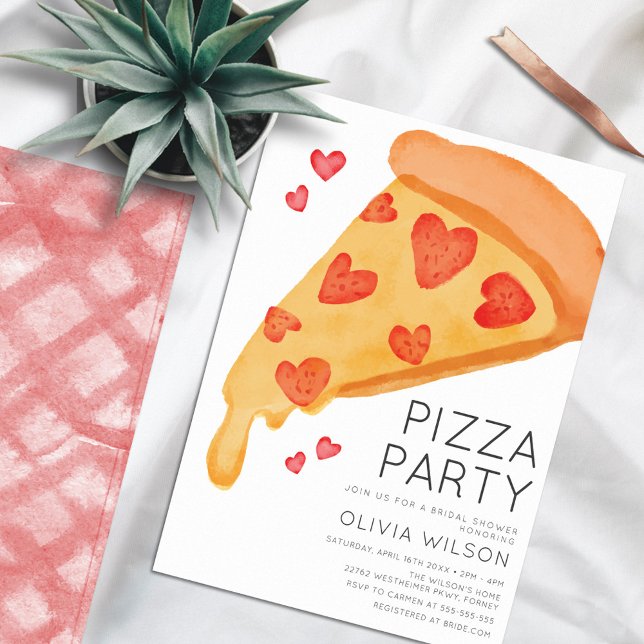 Watercolor Casual Pizza Bridal Shower Invitation (Creator Uploaded)