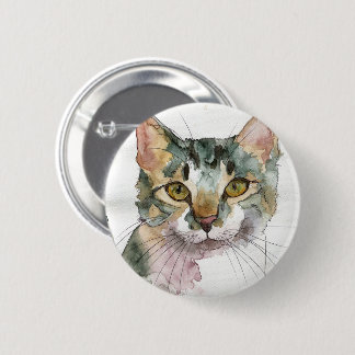 Watercolor Cat 6 Cm Round Badge