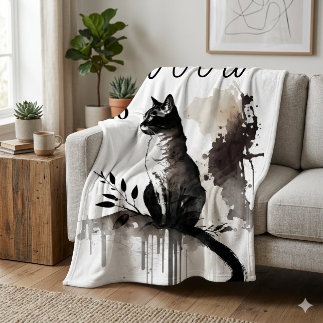 Watercolor Cat Blanket Art -Name Memorial (Creator Uploaded)