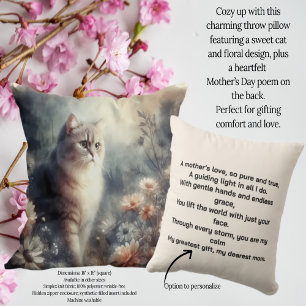 Watercolor Cat & Floral - A Mother's Love Cushion