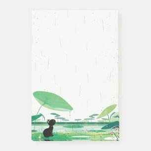 Watercolor Cat Frog In the Rain Post-it Notes