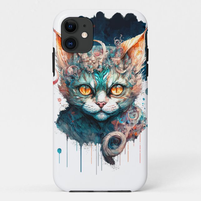Watercolor cat in steampunk style  Case-Mate iPhone case (Back)